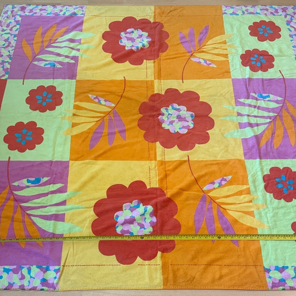 Vintage Terrisol Floral Beach Towel Blanket Pink Terry Cotton Brazil 66x66 - Picture 7 of 9